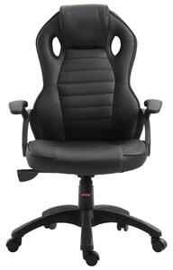 Sedia da Gaming Ergonomica in Similpelle Regolabile Nera