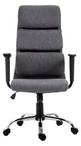 Poltrona da Ufficio Girevole Schienale Alto Regolabile in Tessuto Grigio 50x56.5x117-127 cm