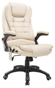 Sedia Poltrona Massaggiante da Ufficio 62x68x121 cm con Riscaldamento in Similpelle Beige