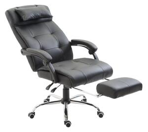 Sedia Poltrona da Ufficio Ergonomica Presidenziale in Similpelle Reclinabile Nera