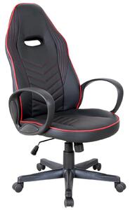 Sedia da Gaming Ergonomica in Similpelle Altezza Regolabile Nera e Rossa