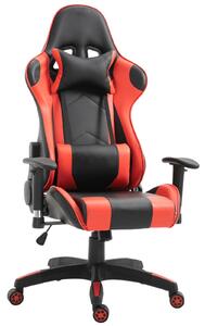 Sedia da Gaming Ergonomica in Similpelle Altezza Regolabile con Cuscino Nera e Rossa