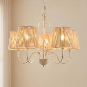 Lampadario a soffitto Eugenia Lucande, dimmerabile, Crema / Ambra, Soggiorno / Sala da pranzo, Carta / Lunolit / Lunopal, Lampadario