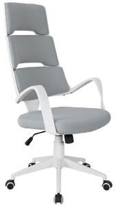 Sedia da Ufficio Presidenziale Ergonomica in Tessuto Bianco e Grigio