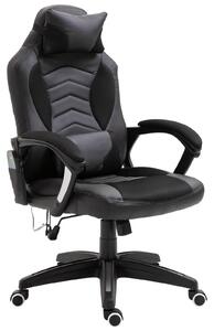 Sedia da Gaming Ergonomica Massaggiante Riscaldante in Similpelle Nera