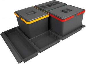 Elletipi Pattumiera per Cassetto Cucina 3 bidoni per Raccolta differenziata 15+15+15 Litri - PTC28080507FC97PPV Metropolis