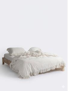 Set copripiumino e federa beige in cotone renforcé per letto matrimoniale ed esteso 240x220 cm Amalia Striped – Mila Home Luxury