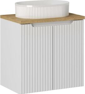 Mobile Bagno Con Lavabo Da Appoggio 60 Cm Bianco Opaco E Rovere