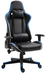 Sedia da Gaming Ergonomica 72x54x126-136 cm in PVC Nera e Blu