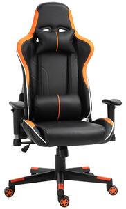 Sedia da Gaming Ergonomica 72x54x126-136 cm in PVC Nera e Arancione
