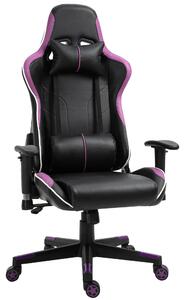 Sedia da Gaming Ergonomica 72x54x126-136 cm in PVC Nera e Viola
