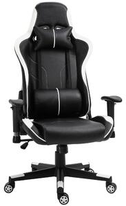 Sedia da Gaming Ergonomica 72x54x126-136 cm in PVC Nera e Bianco