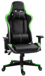 Sedia da Gaming Ergonomica 72x54x126-136 cm in PVC Nera e Verde