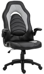 Sedia da Gaming Ergonomica 66,5x51x115-125 cm in Similpelle Nera e Grigia