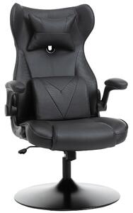 Sedia da Gaming Girevole Reclinabile in Similpelle Nera