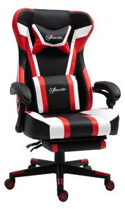 Sedia da Gaming Massaggiante in Similpelle in Similpelle Nera e Rossa