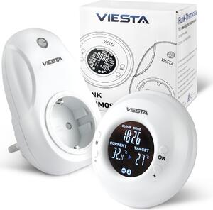 VIESTA® TH20 Termostato wireless per presa elettrica 3600 W – programmabile digitalmente con telecomando – programma settimanale, timer, 3 modalità, protezione antigelo – 230 V / 16 A