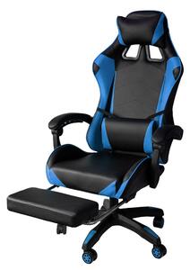 Sedia da Gaming Ergonomica 64x53x122-133 cm con Poggiapiedi in Similpelle Blu