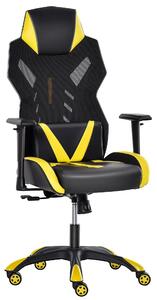 Sedia da Gaming Ergonomica in Similpelle e Rete Nero e Giallo