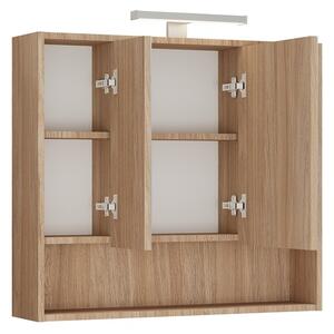 Specchio bagno contenitore 80 cm rovere chiaro | LAC-IRIDE-80 - KAMALU
