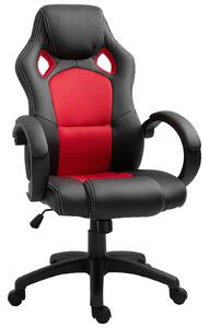 Sedia da Gaming Ergonomica in Similpelle Rosso e Nero