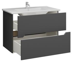 Kamalu mobile bagno nero grafite matt 85 cm con lavabo incasso | lac-ares-85