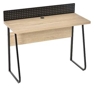 Scrivania con Foro Passacavi 110x48x90 cm in Legno e Metallo Nero