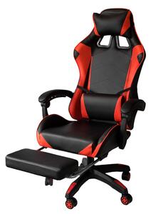 Sedia da Gaming Ergonomica 64x53x122-133 cm con Poggiapiedi in Similpelle Rossa