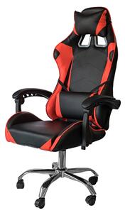 Sedia da Gaming Ergonomica 64x53x122-133 cm con Supporto Lombare e Poggiatesta in Similpelle Rossa