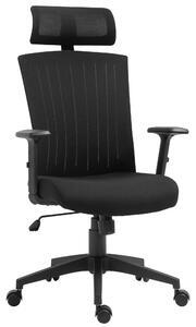 Sedia Poltrona Direzionale da Ufficio 65x63x119-129 cm in Tessuto Nero