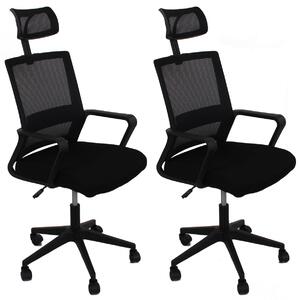 Set 2 Sedie Poltrona Opertative da Ufficio in Nylon Nera