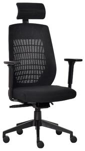 Sedia Poltrona Direzionale da Ufficio 67x64x118-126 cm in Tessuto a Rete Nero