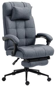 Sedia Poltrona Presidenziale da Ufficio 66x70x116-124 cm con Poggiapiedi in Tessuto Grigio