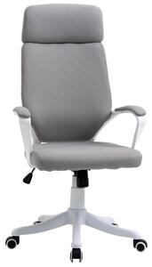 Sedia Poltrona Direzionale da Ufficio 63x65x113-123 cm in Tessuto Grigio Chiaro