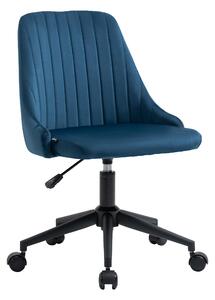 Sedia Operativa da Ufficio 50x58x77-85 cm in Tessuto Effetto Velluto Blu