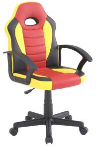 Sedia da Gaming Ergonomica per Bambini 55x56x99,5 cm in Similpelle Nera Gialla e Rossa