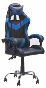 Sedia da Gaming 61x56x123 cm in Similpelle Nera e Blu