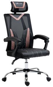 Sedia Direzionale da Ufficio 58x62,5x112-120cm in Tessuto a Rete Nera