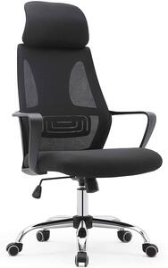 Sedia Poltrona Direzionale da Ufficio 63x62x117 cm in Tessuto a Rete Nera