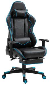 Sedia da Gaming Ergonomica 72x77x128-138 cm con Poggiapiedi in Similpelle Nero