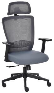 Sedia Poltrona Direzionale da Ufficio 67x66x110-120 cm in Tessuto a Rete Grigio