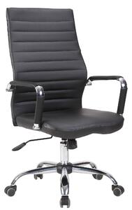 Sedia Poltrona Direzionale da Ufficio 57x55x104/111 cm in Acciaio e Similpelle Nera
