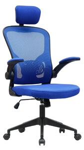 Sedia Poltrona Direzionale da Ufficio 63x62x117 cm in Tessuto a Rete Blu