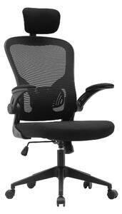 Sedia Poltrona Direzionale da Ufficio 63x62x117 cm in Tessuto a Rete Nera