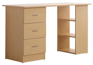 Scrivania da Ufficio con 3 Cassetti e Ripiani in Legno Naturale 120x49x72 cm