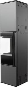 Stufa in acciaio KRATKI REN/L sinistra Ø 150 7 kW rivestimento nero con porta a molla
