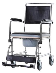 Sedia a Rotelle con WC Rimovibile in Metallo e PVC BeCare