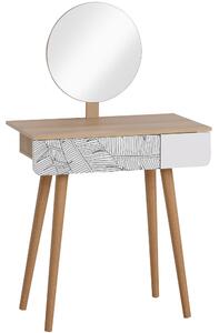 Consolle Trucco 70x39x120 cm con Specchio e Cassetto Jungle Bianco e Rovere