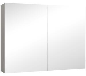 HOMCOM Armadio da parete per bagno con specchio, doppie ante e mensole regolabili, 80x15x60cm, Grigio | Aosom Italy