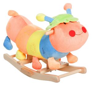 Dondolo per Bambini in Legno e Peluche Bruco Multicolore